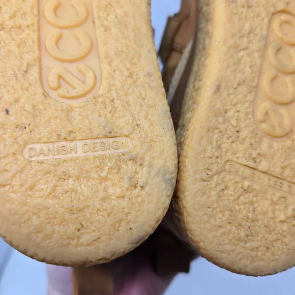 Ecco boys 12.5 kids Crepetray tan brown leather hook and loop booties lined - Picture 5 of 13